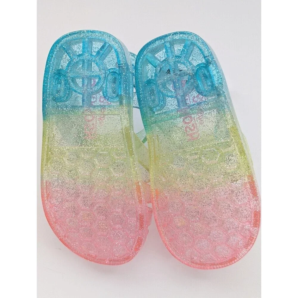 OshKosh B'gosh Baby (Size 4) Glitter Jelly Sandals in Pastel Rainbow Colors